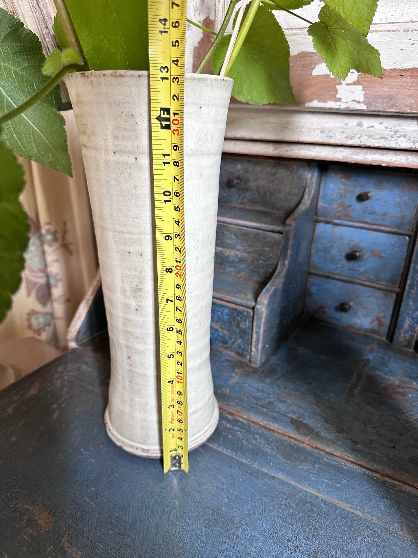 Hand thrown pottery vases in off-white glaze