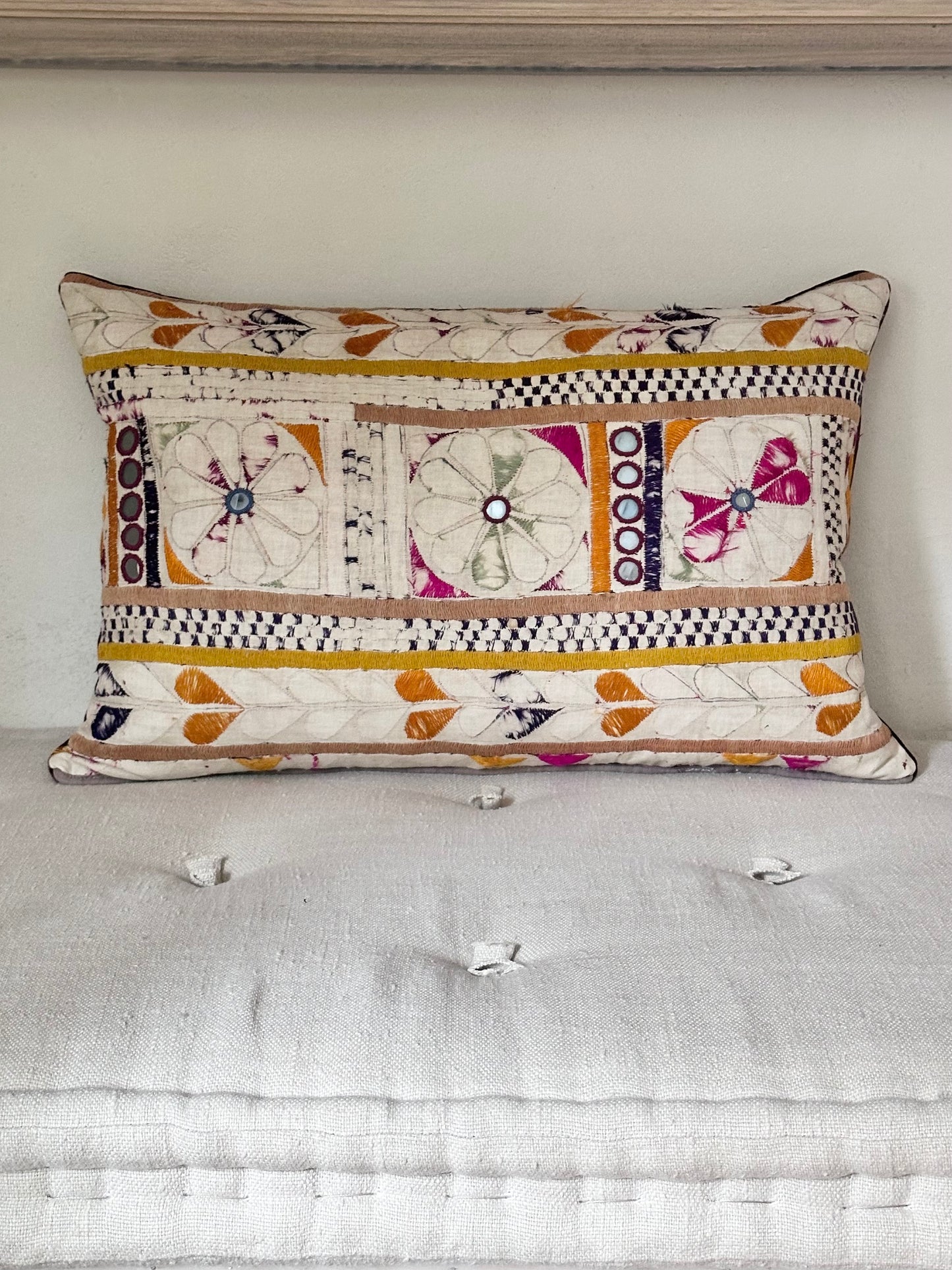 Single cushion from vintage Indian textile