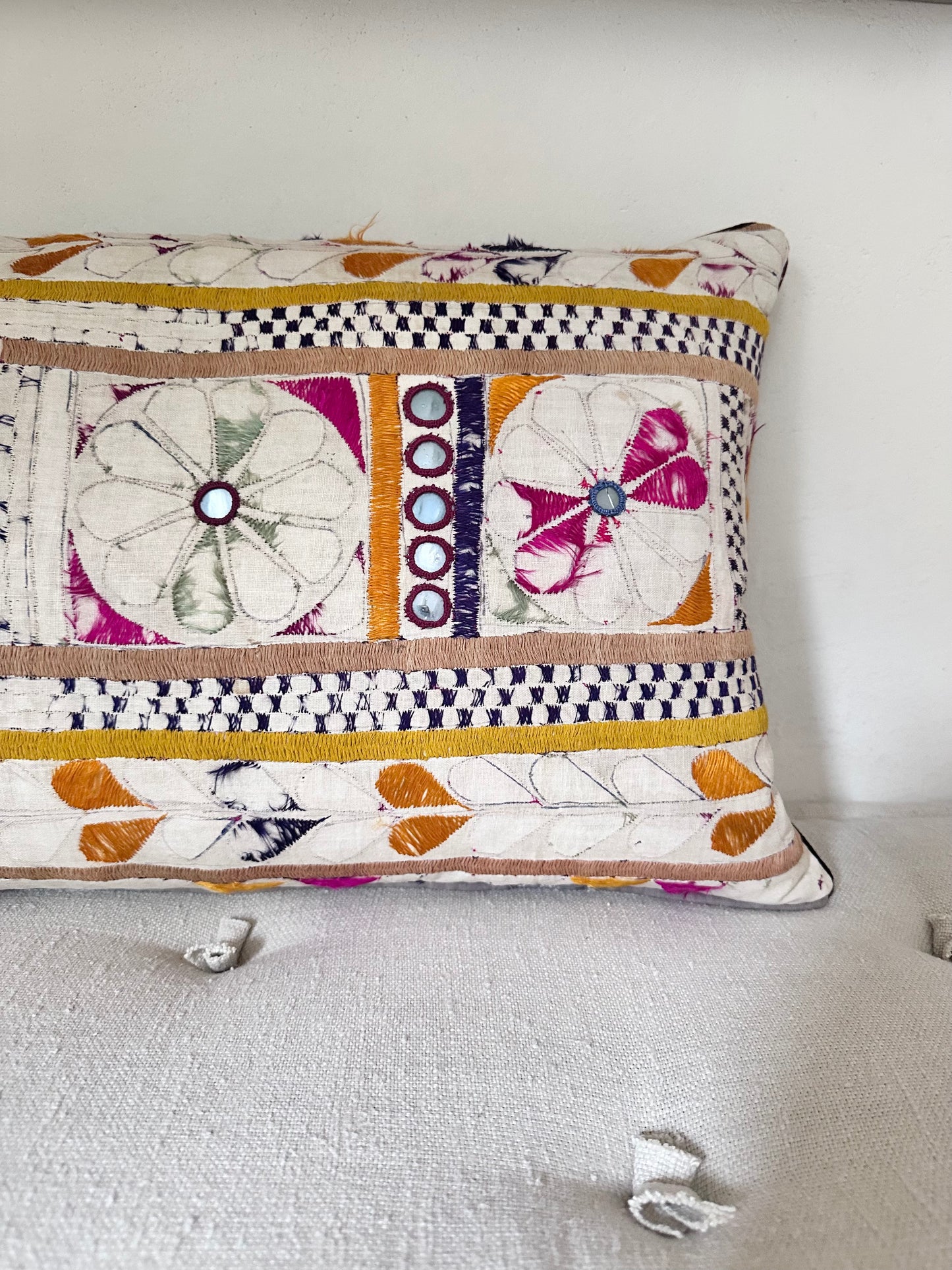 Single cushion from vintage Indian textile