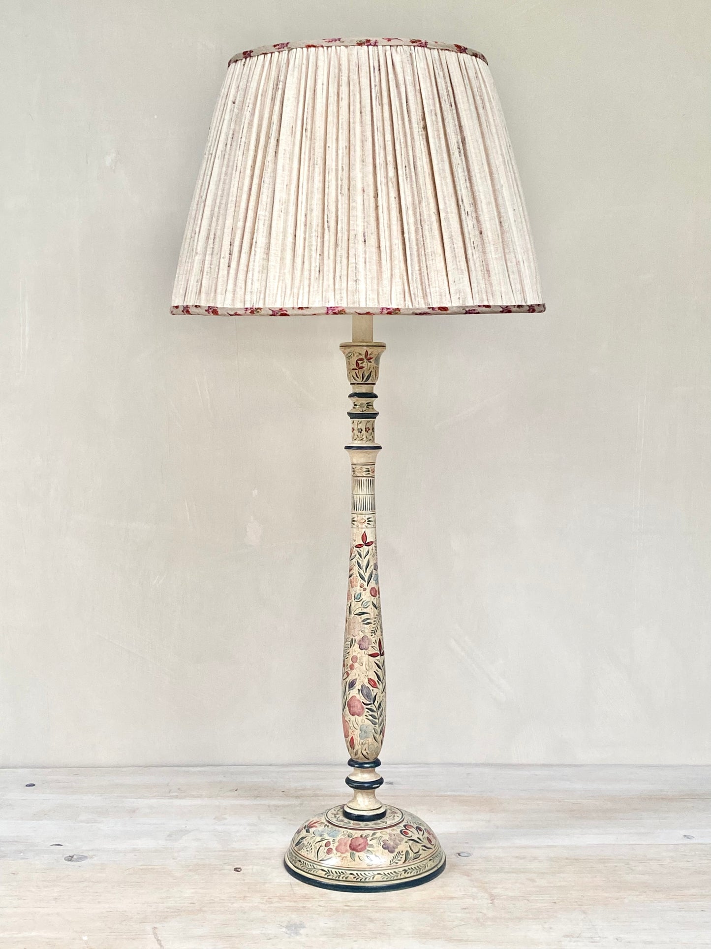 Tall Kashmiri Candlestick Lamp Base Red Blue