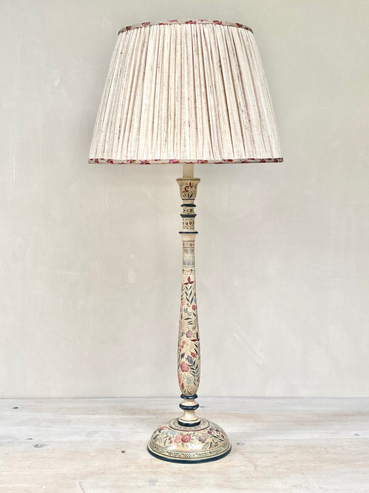 Tall Kashmiri Candlestick Lamp Base Red Blue