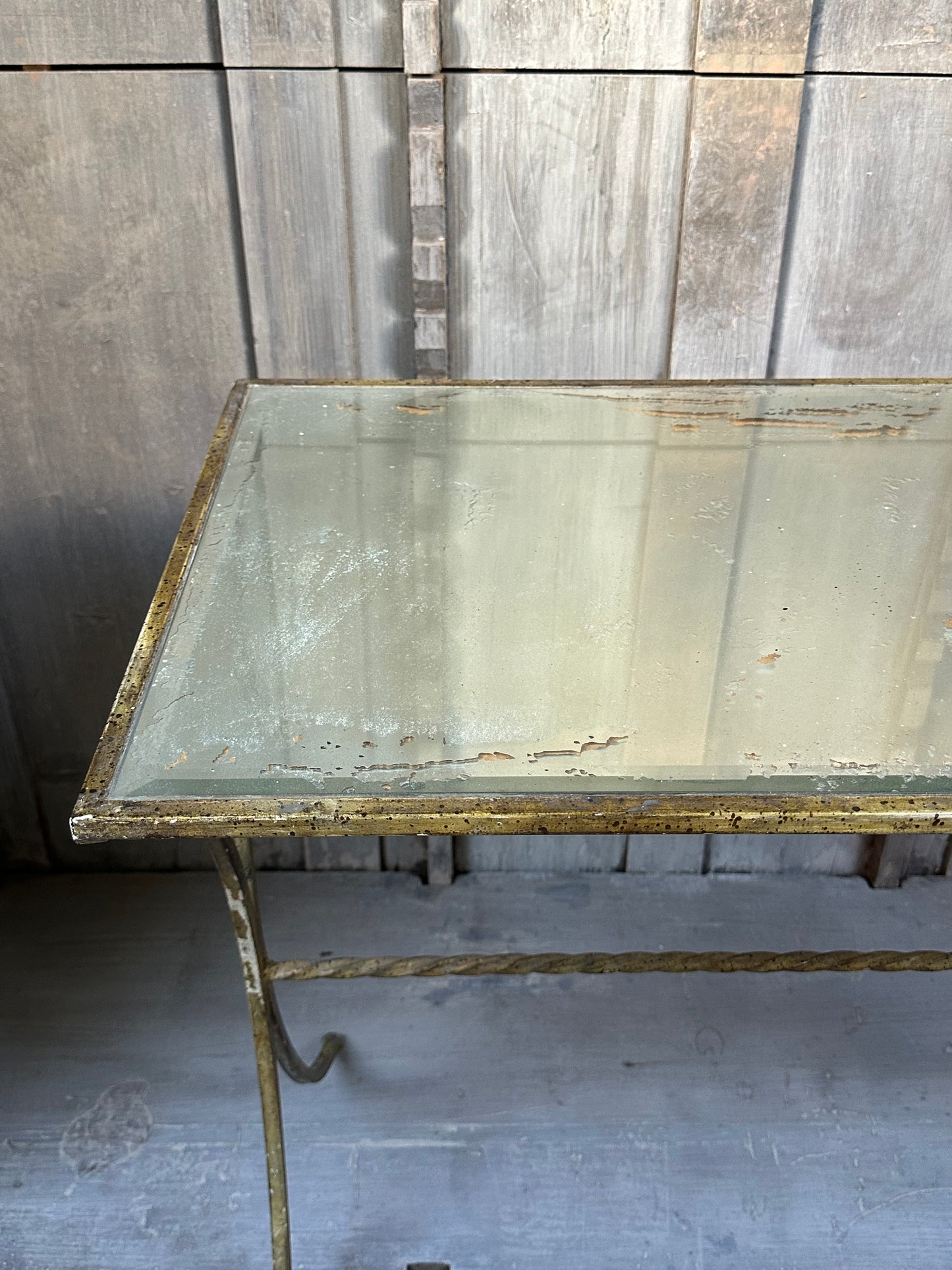 A Pair of Vintage Tables with Silver Mirrored Tops