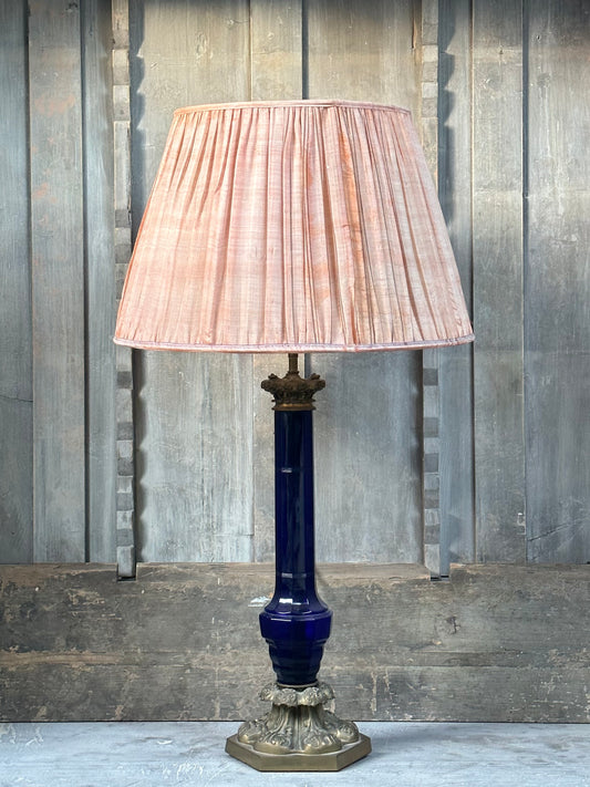 Dark Blue Glass Column Lamp Base