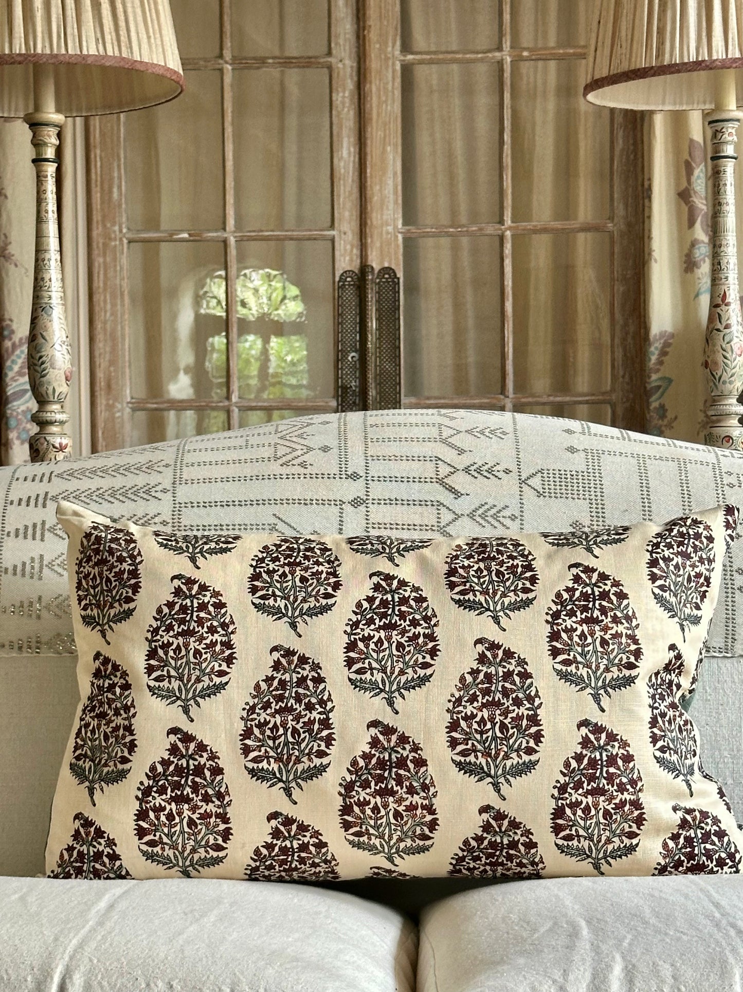 Cushion in Robert Kime Indian Pear fabric