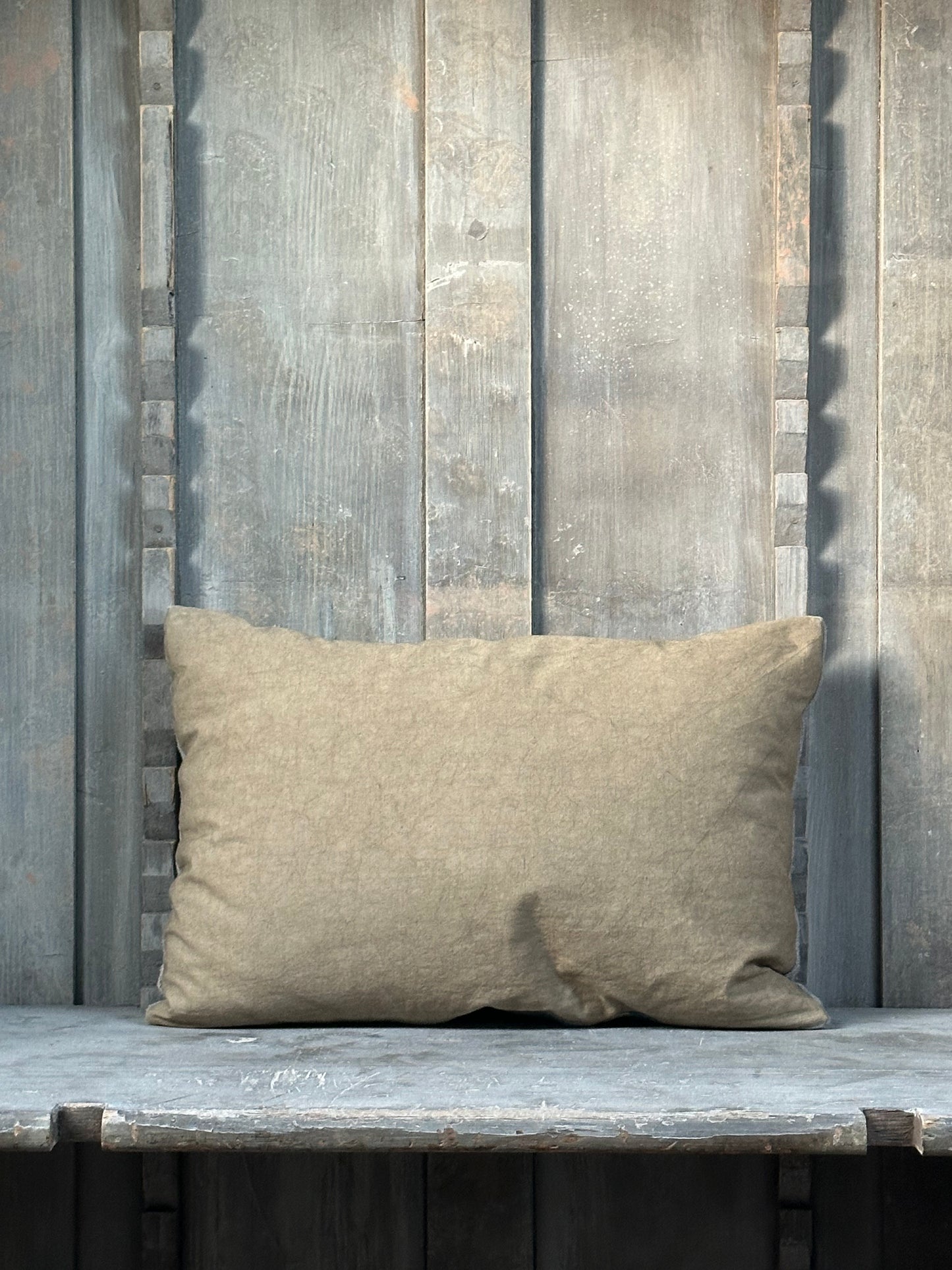 Small cushion in hand dyed vintage linen