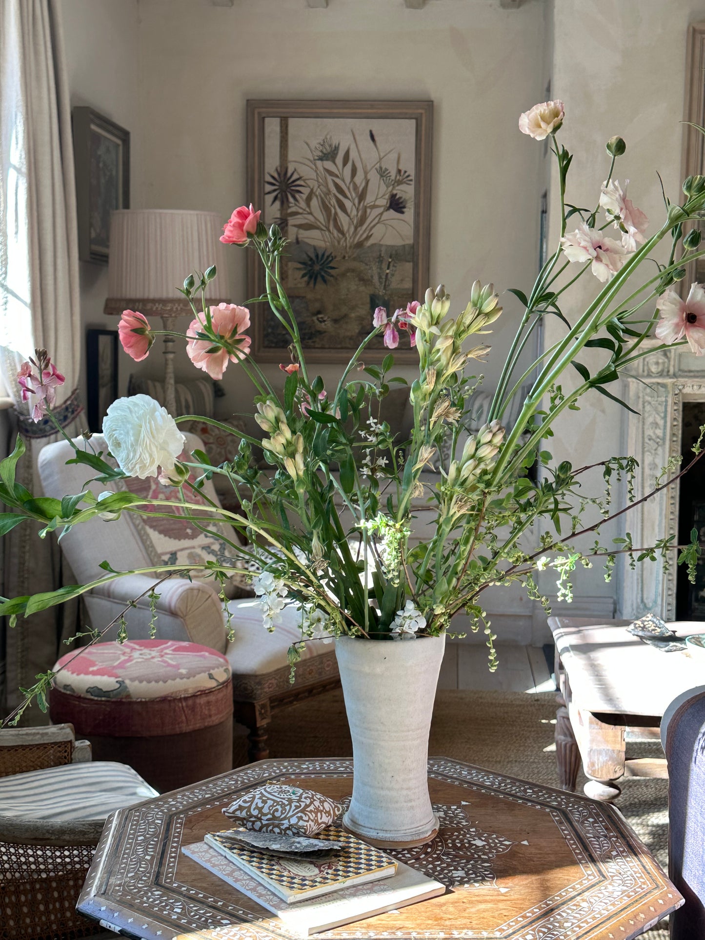 Hand thrown pottery vases in off-white glaze