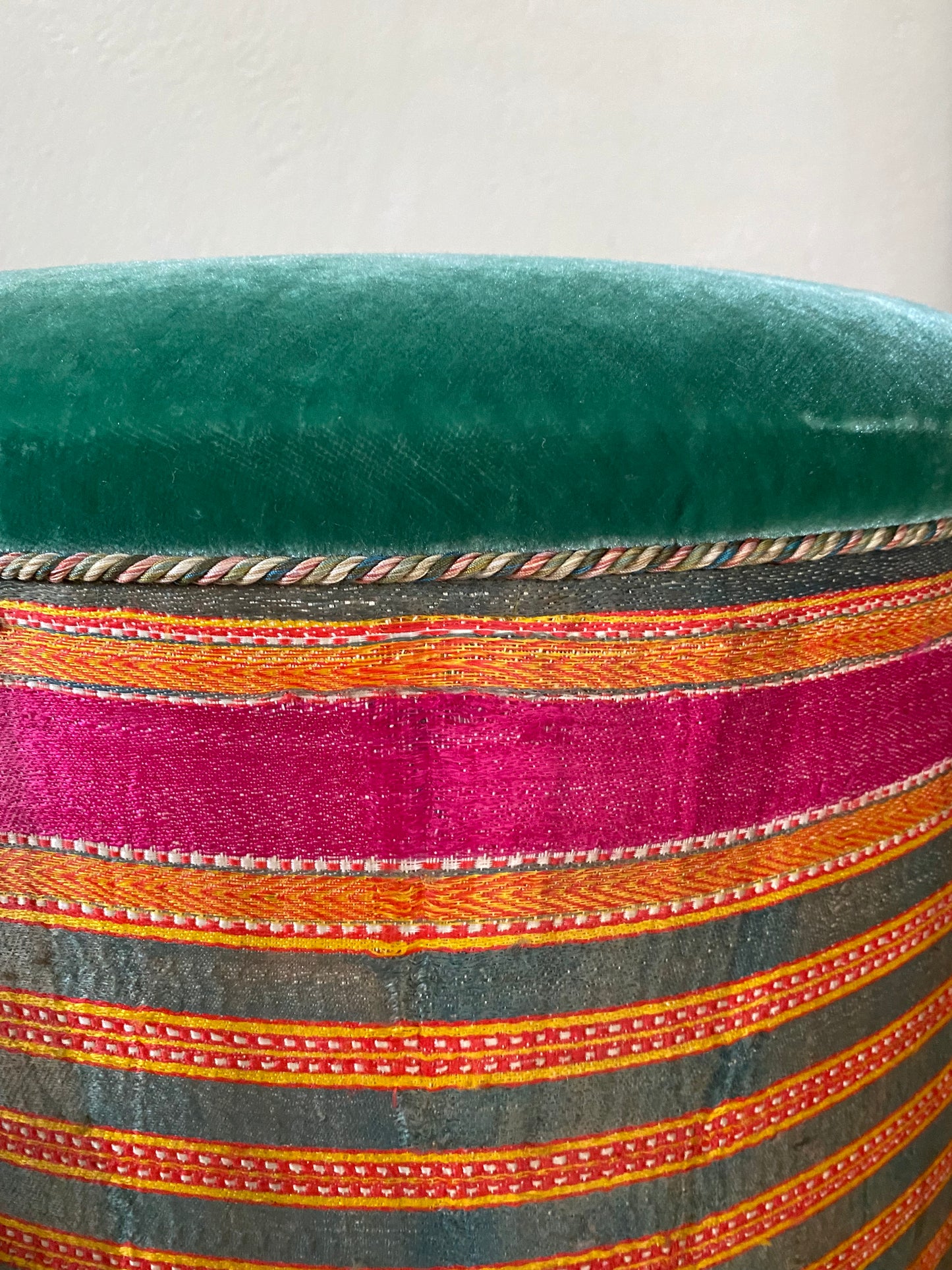 Drum Stools - Shibori silk and velvet