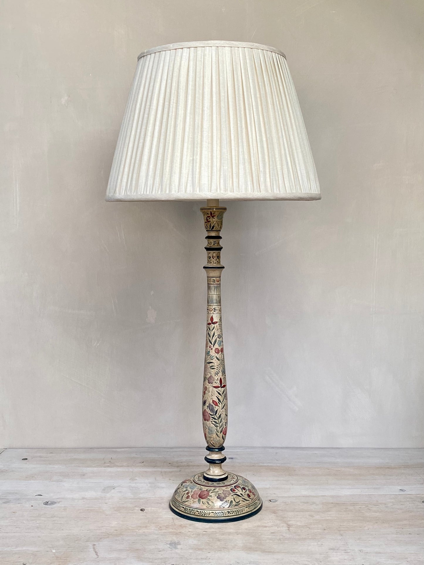 Tall Kashmiri Candlestick Lamp Base Red Blue
