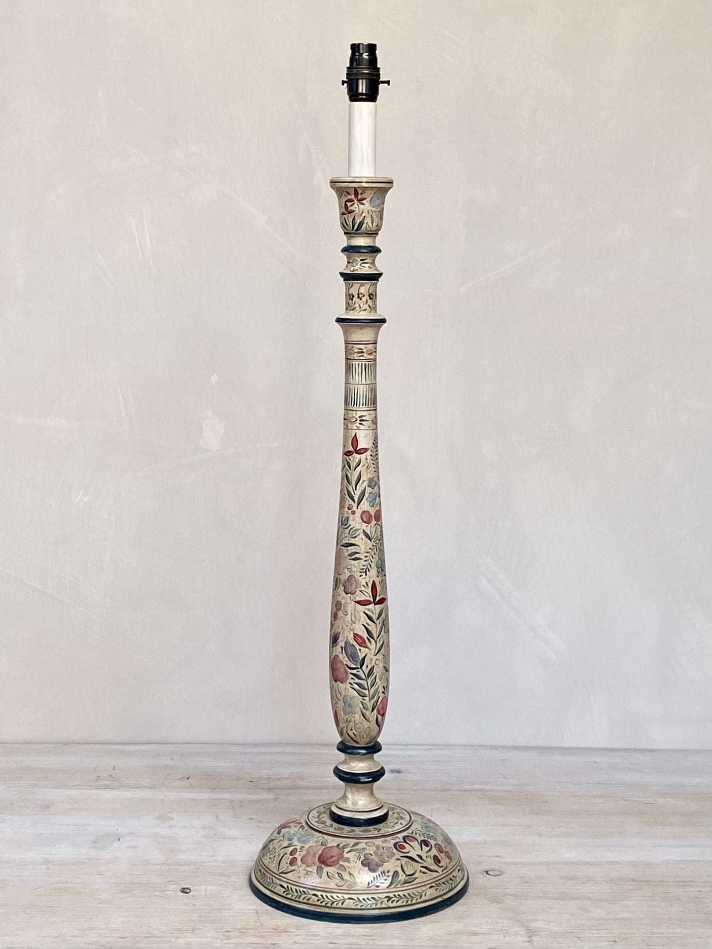 Tall Kashmiri Candlestick Lamp Base Red Blue