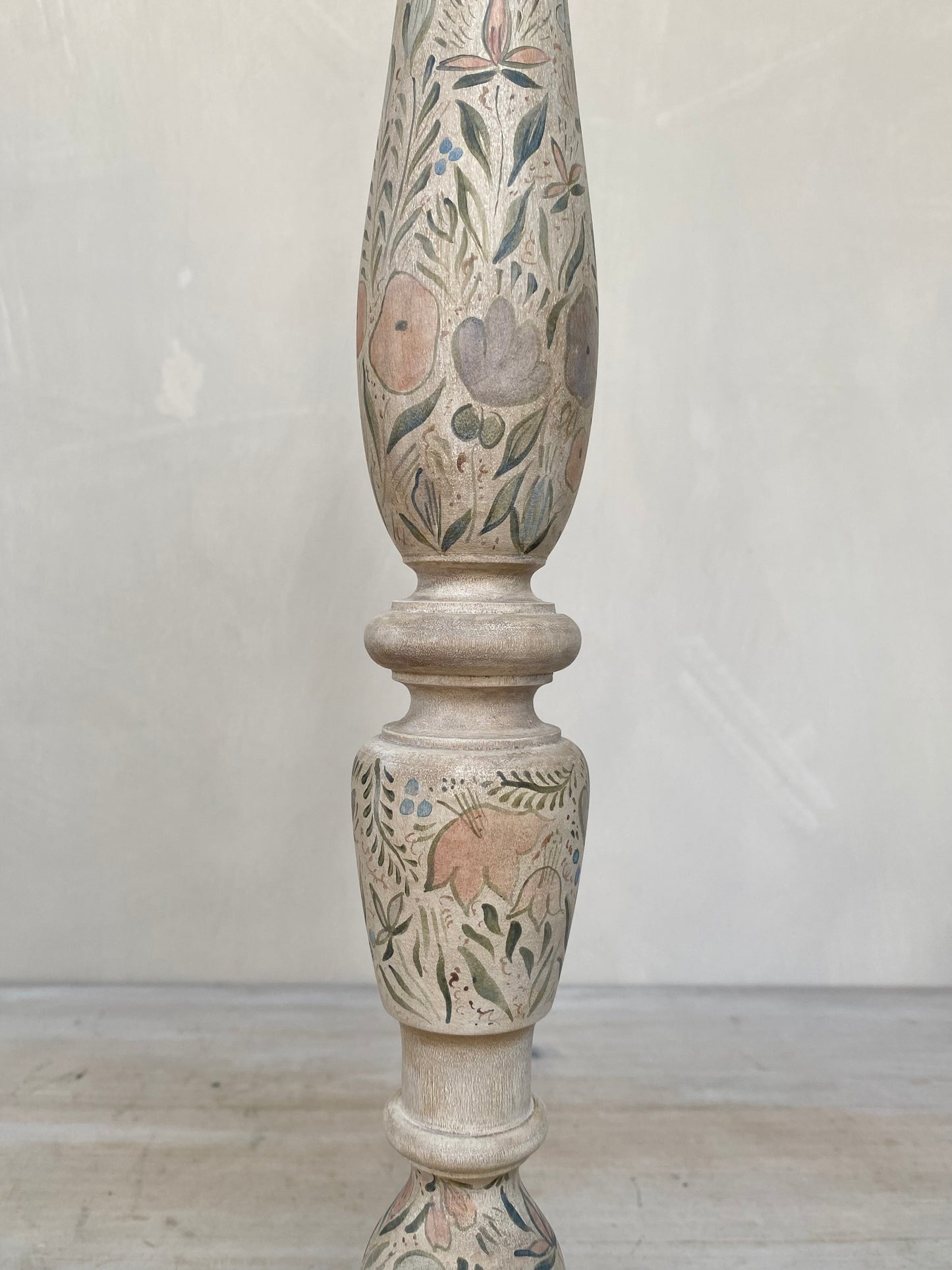 Original Candlestick Lamp Base Apricot Green Faded