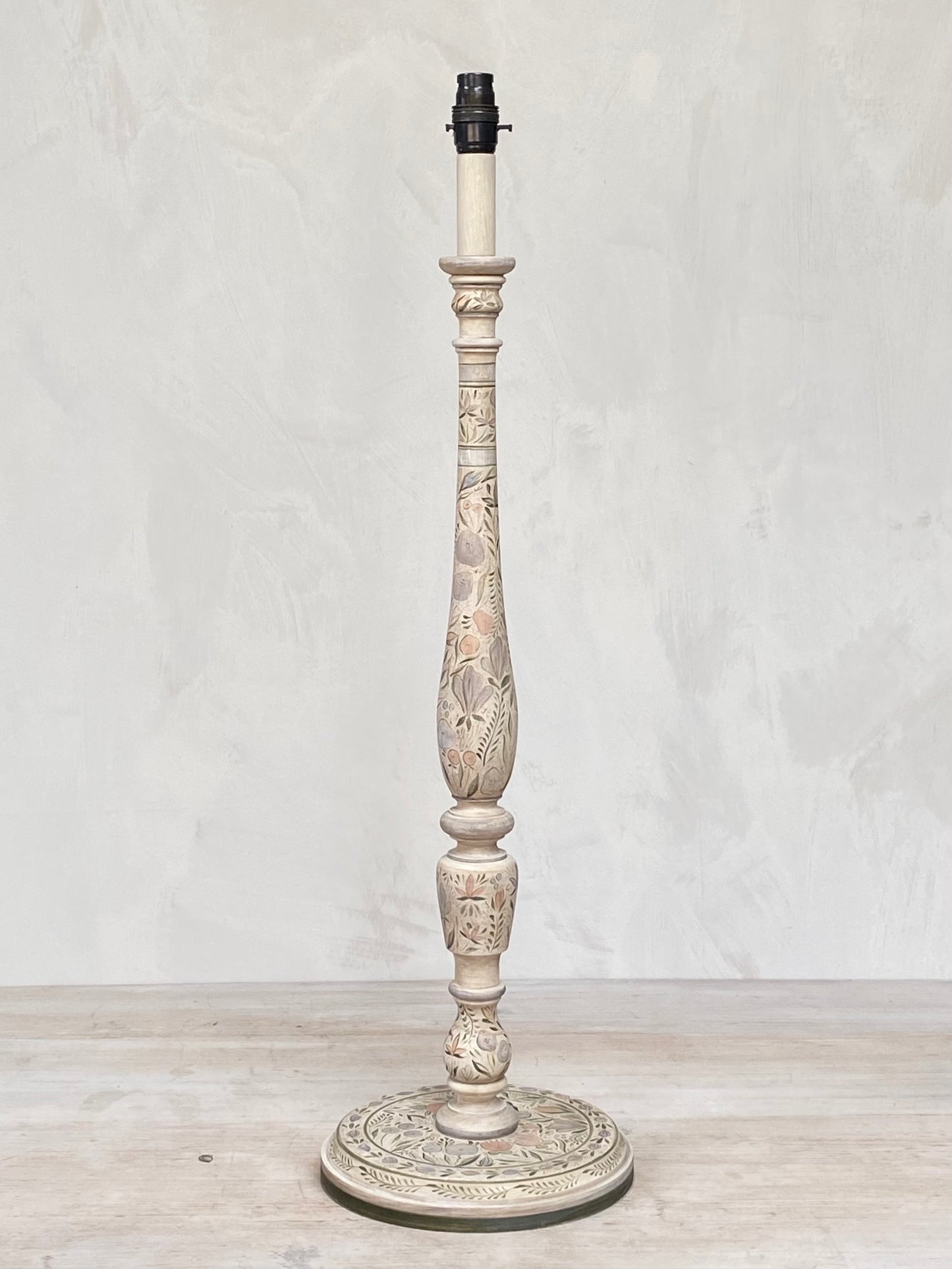 Original Candlestick Lamp Base Apricot Green Faded