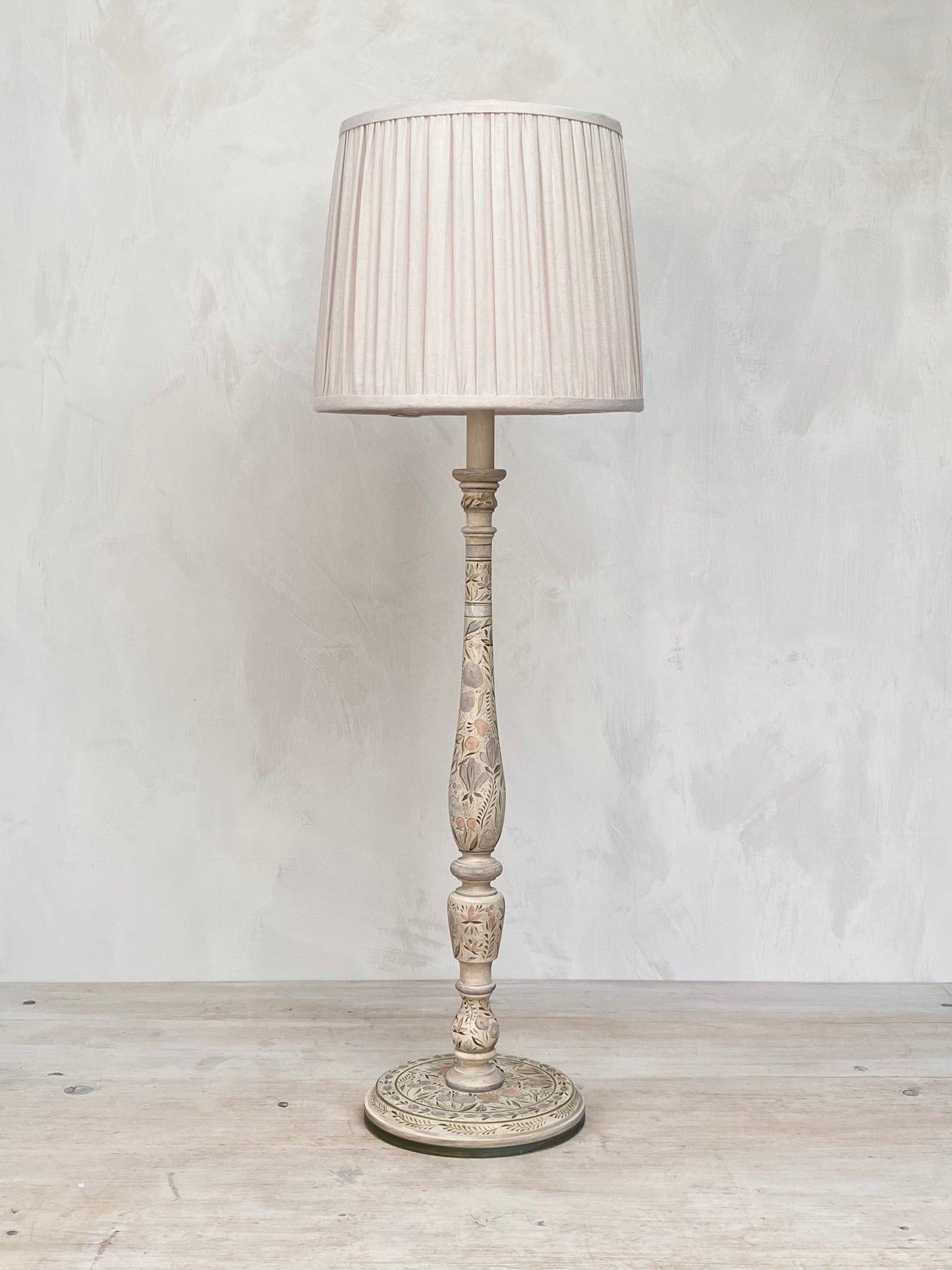 Original Candlestick Lamp Base Apricot Green Faded