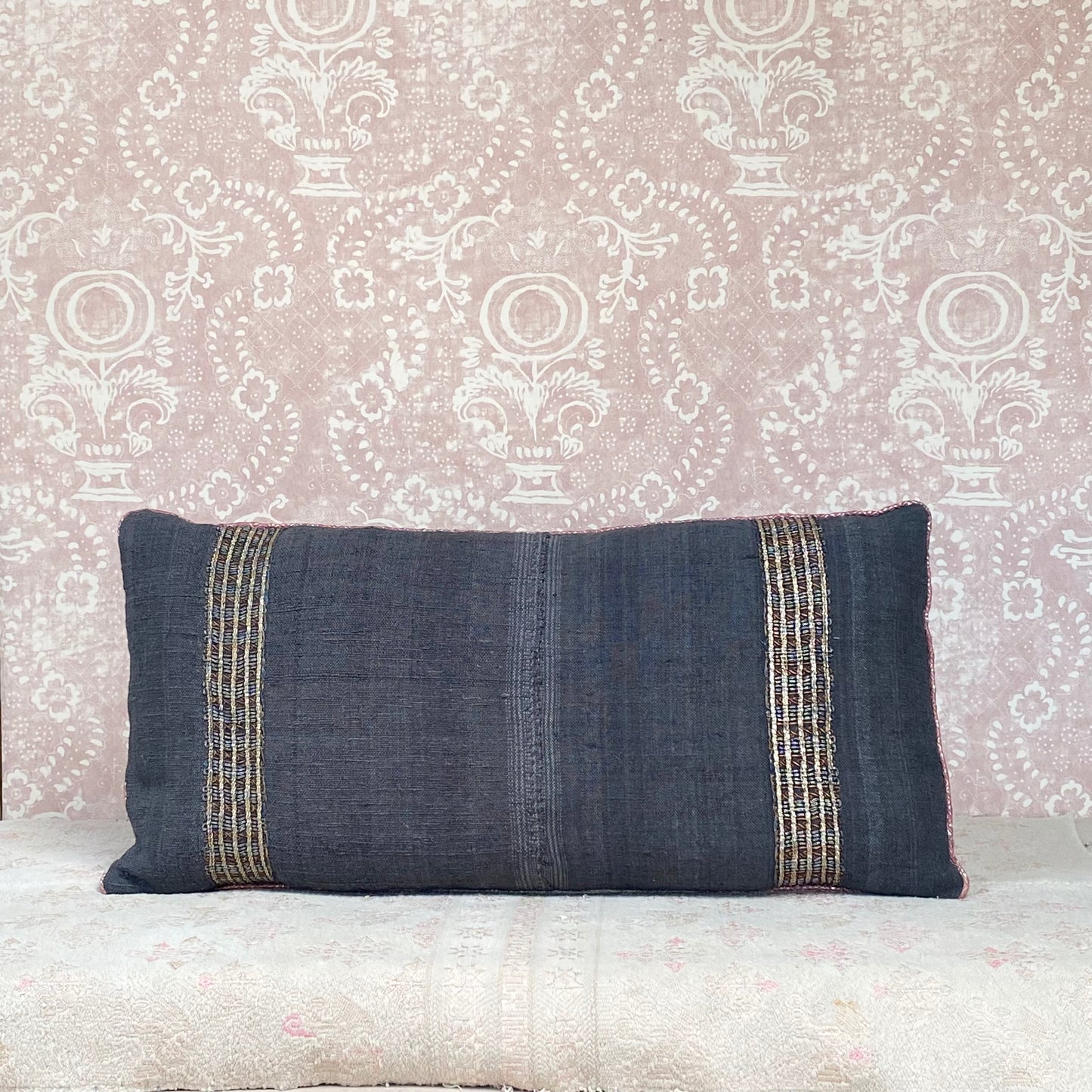 A Pair of Cushions in Antique Black Linen