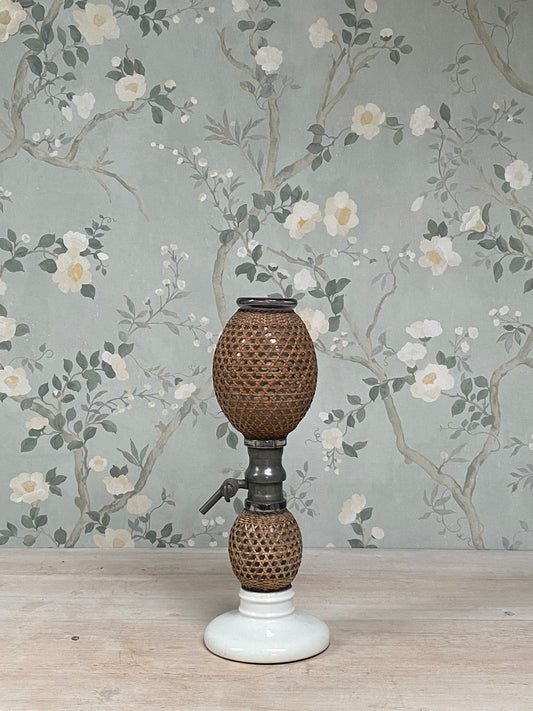 Vintage Glass And Woven Lamp Base