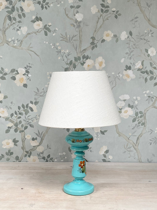 Vintage Blue Floral Ceramic Lamp Base