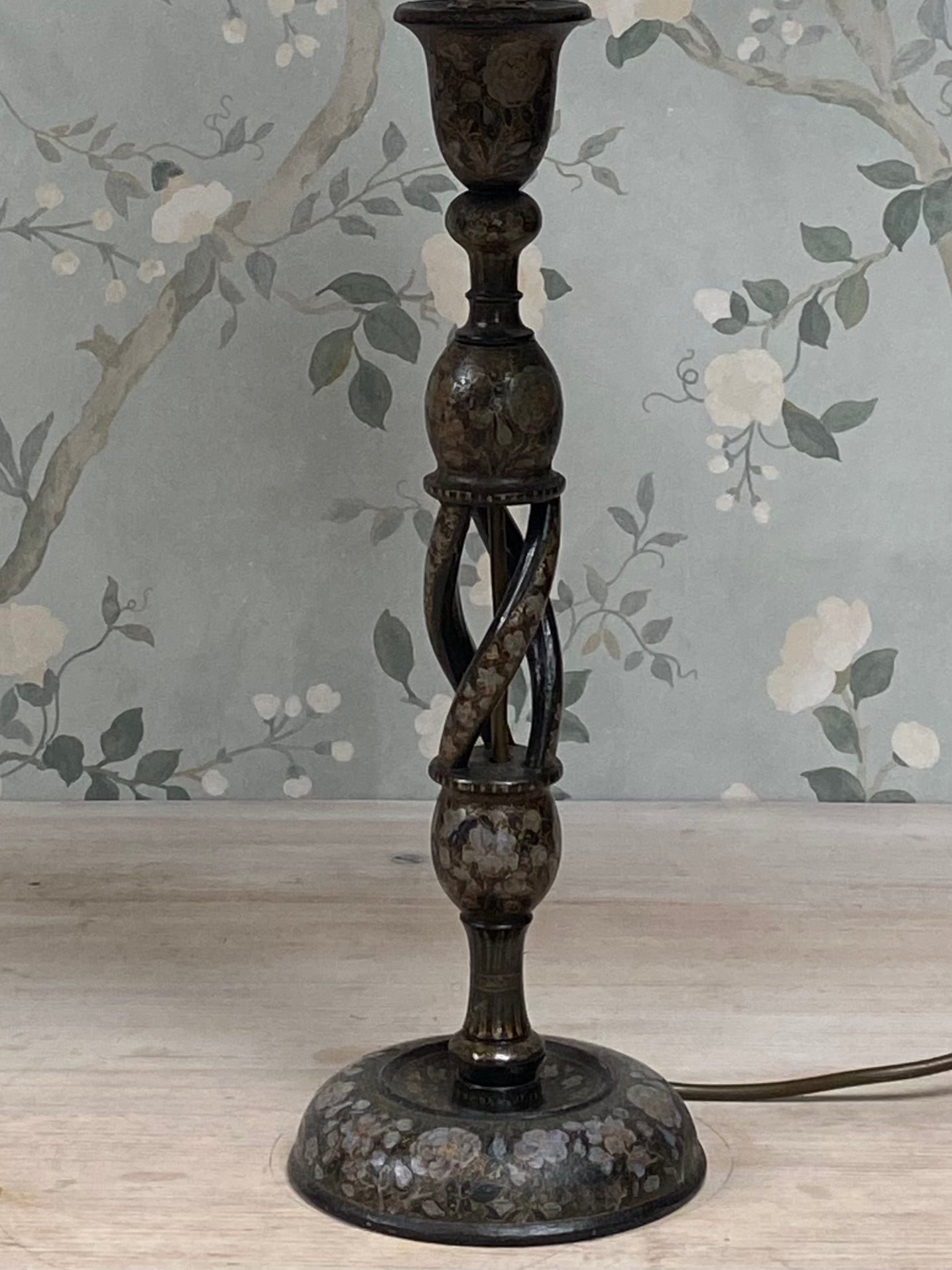 Vintage Black and Blue Kashmiri Lamp Bases