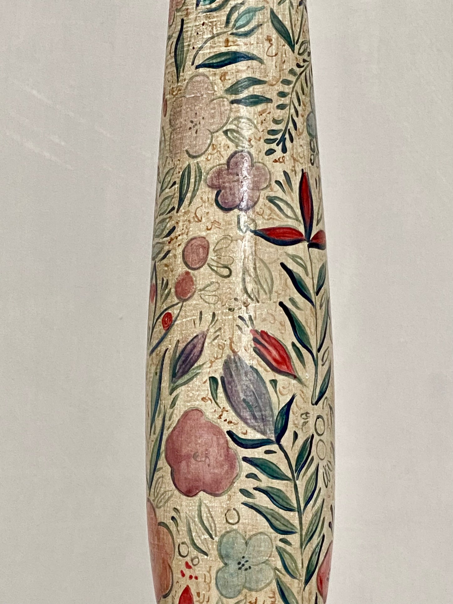 Tall Kashmiri Candlestick Lamp Base Red Blue