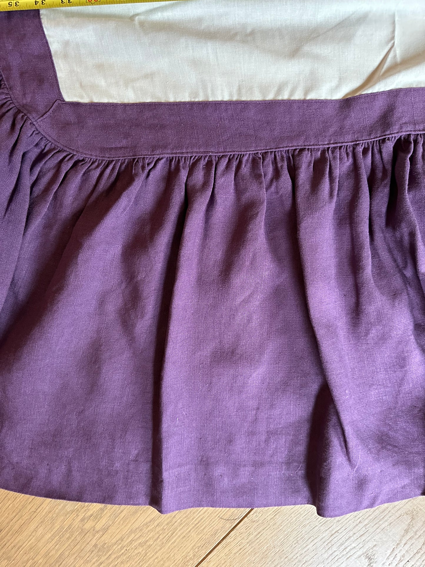 Grape coloured gathered bed valance