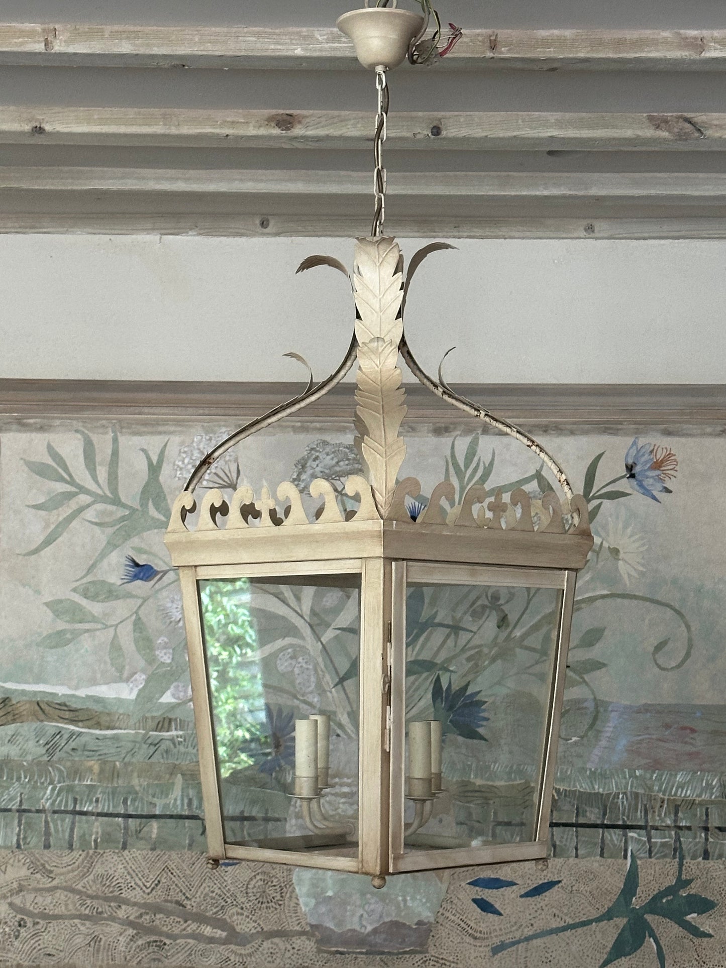 A Large Tole Painted Lantern