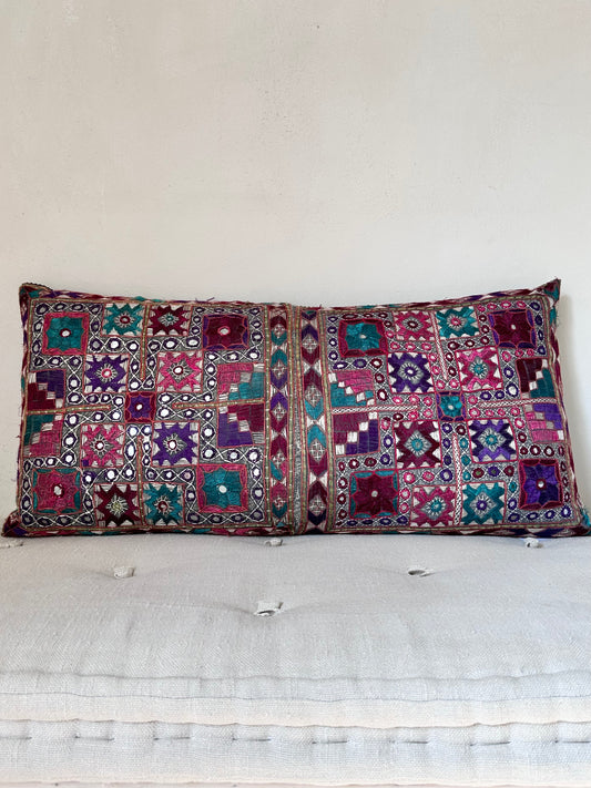 Long mirror work cushion