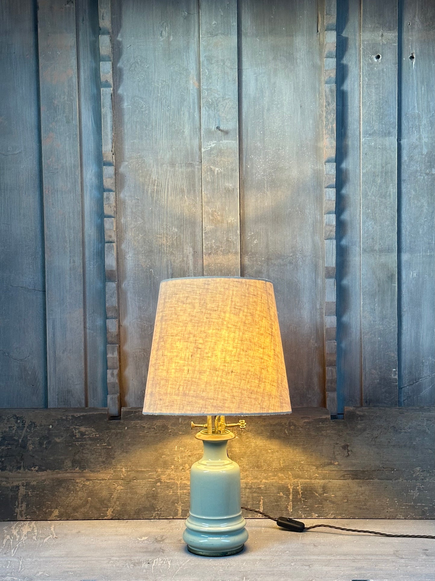 Vintage ceramic eau de nil lamp base