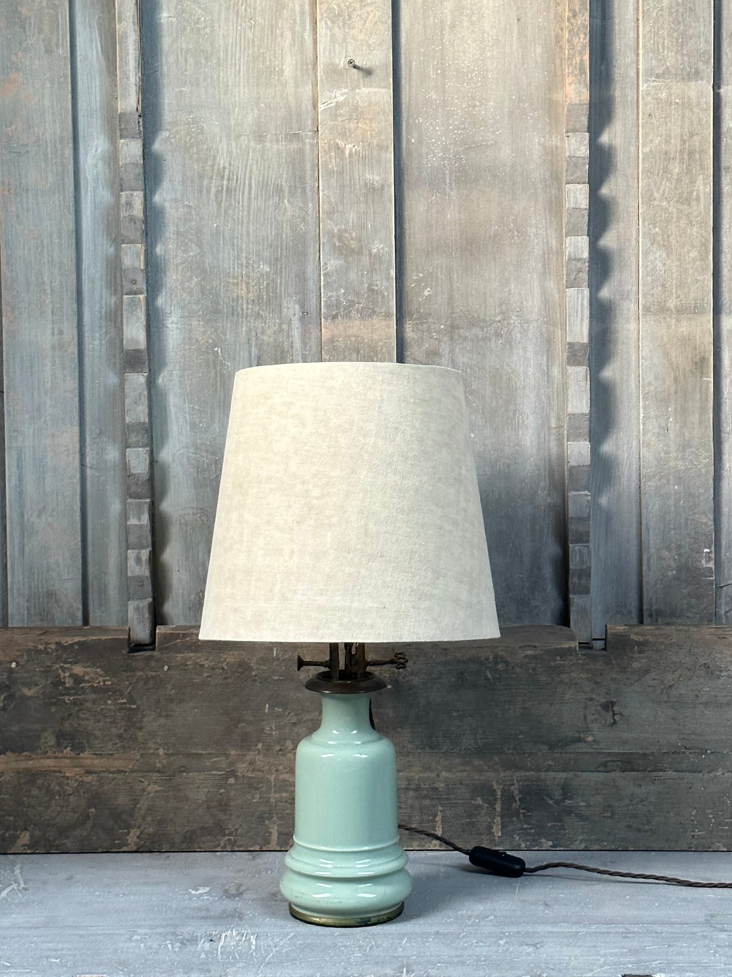 Vintage ceramic eau de nil lamp base