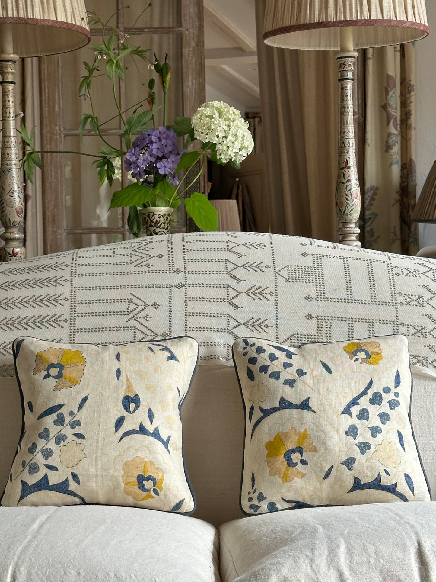 Robert Kime Susani Fabric cushions