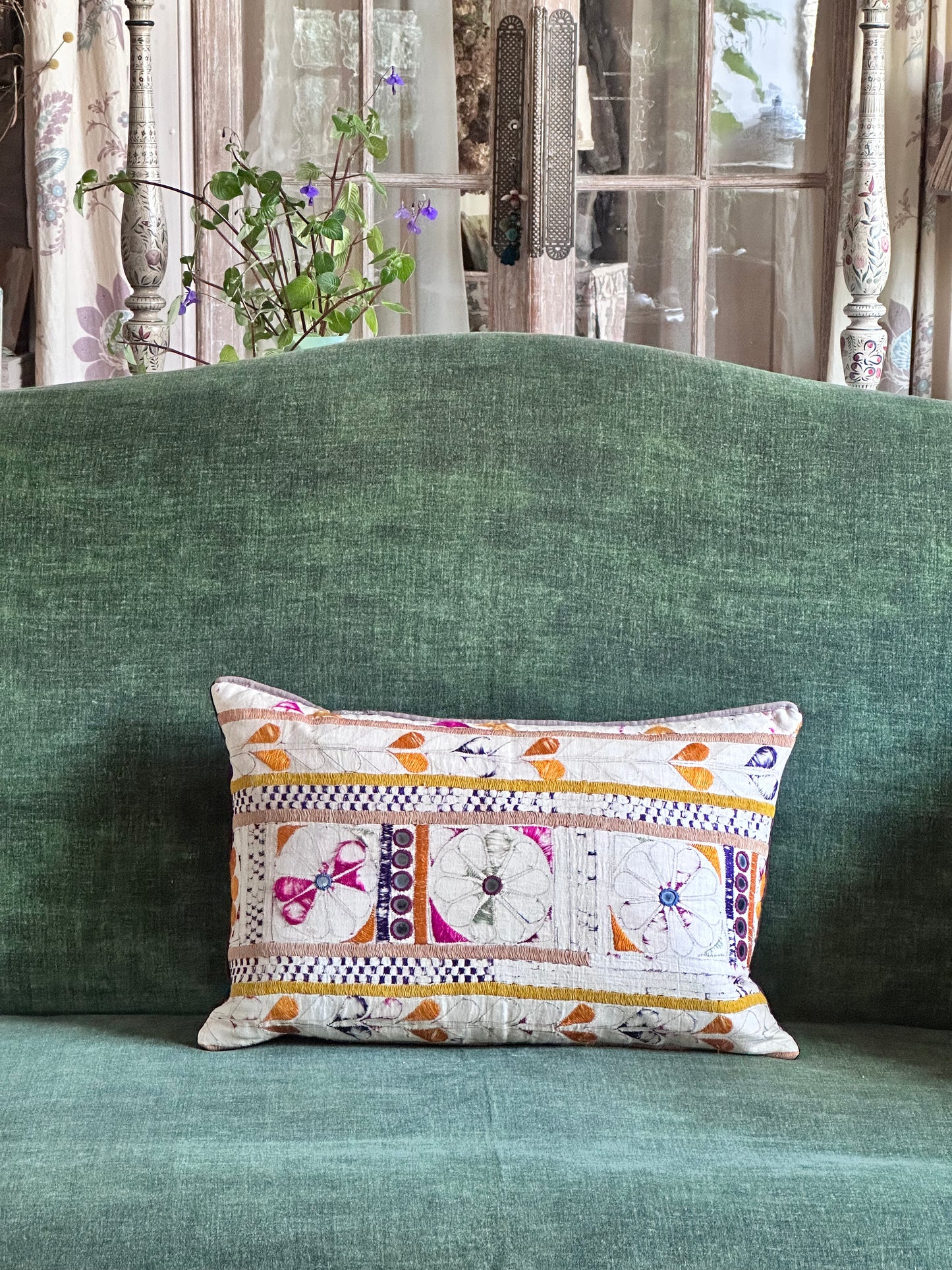 Single cushion from vintage Indian textile