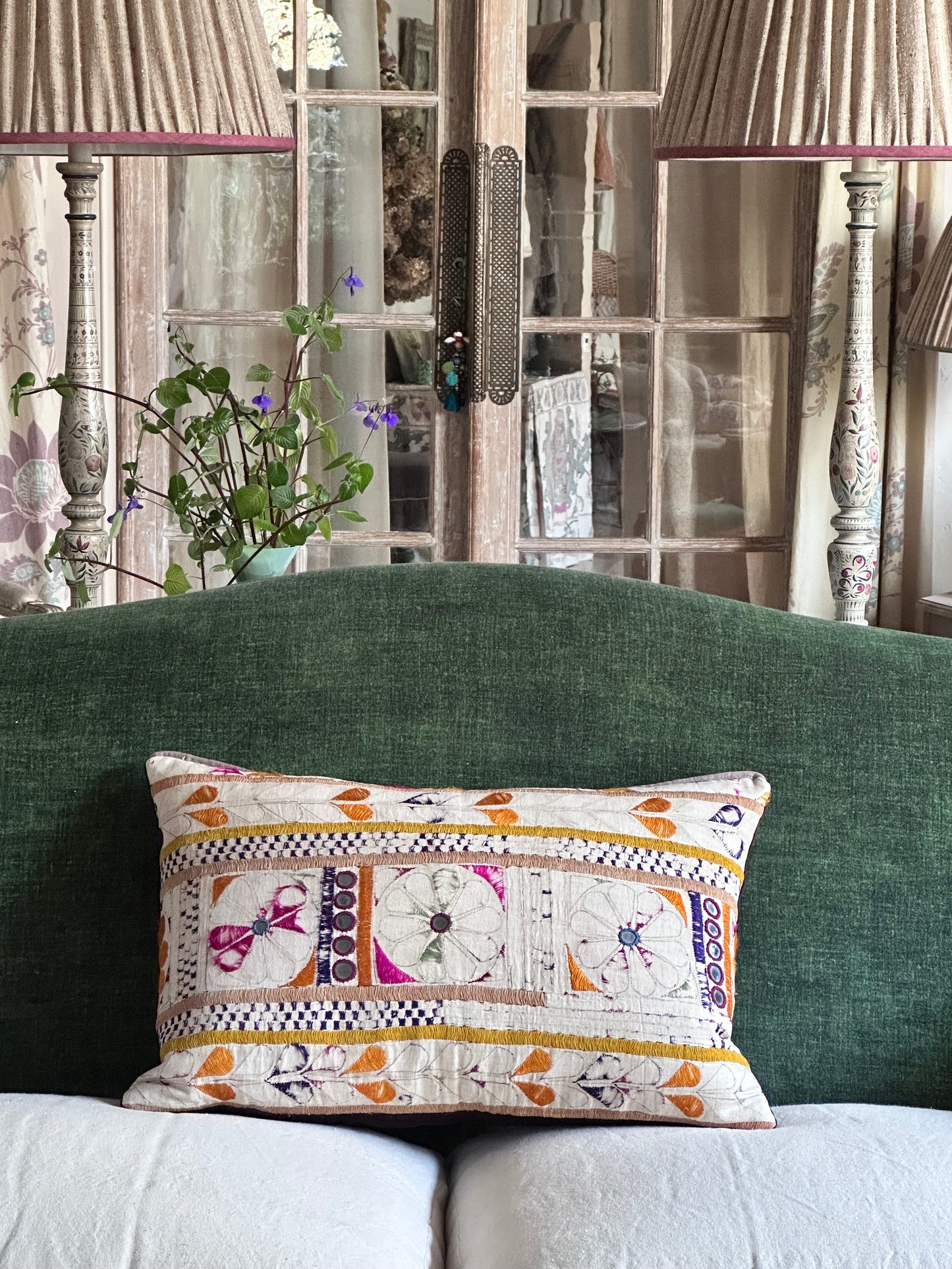 Single cushion from vintage Indian textile